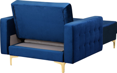 Çezllong me kadife ABERDEEN, recliner, skelet metalik, blu navy