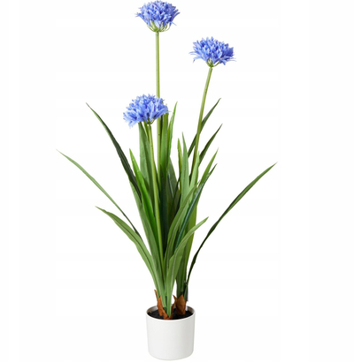 Bimë artificiale Agapanthus me vazo, 120 cm, lule të bardha, e madhe