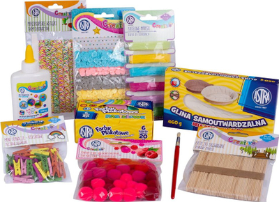 Set kreativ ASTRA Creativo Pastel Orchard, glina që ngurtësohet vetë, bojra pastel, me ngjyra nga më të ndryshmet