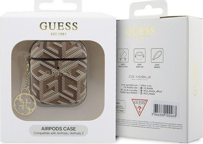 Kapak Guess GUA2PGCE4CW GCube Charm për AirPods 1/2, lëkurë ekologjike, kafe