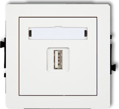 Prizë muri USB Karlik DECO DGUSB-5, USB-A 3.0, me fushë për përshkrim, e bardhë me shkëlqim