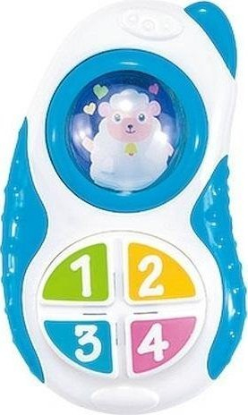 Lodër telefon interaktiv Smily Play, me drita dhe tinguj, për foshnje, blu