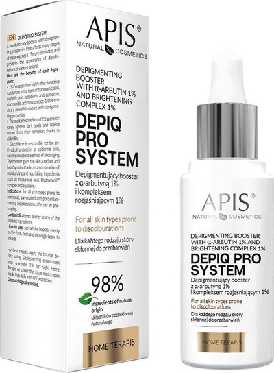 Serum për zbardhje njollash Apis Depiq Pro, 1% α Arbutin, 1% Brightening Complex, 30 ml