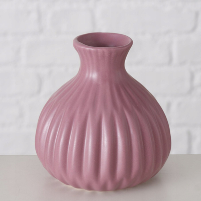 Vazo porcelani ESKO, 12 cm, me reliev, rozë e errët