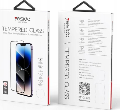 Mbrojtës ekrani Yesido Glass 5D TG01 për iPhone 15 Pro, xham i fortë 9H, transparent