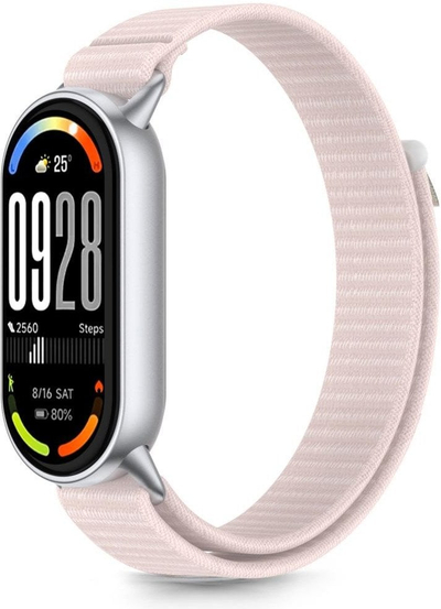 Rrip ore Tech-Protect Nylon Pro për Xiaomi Smart Band 8 9 10 NFC, 100% najlon, mbyllje metalike, rozë gri