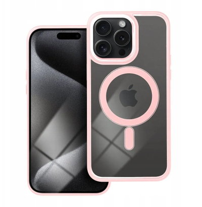 Mbrojtëse telefoni OEM Mag Cover për iPhone 15 Pro Max, MagSafe, rozë transparente