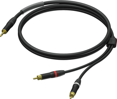 Kabllo audio Procab PRA711, jack 3.5mm në 2x RCA, 1.5m, e zezë
