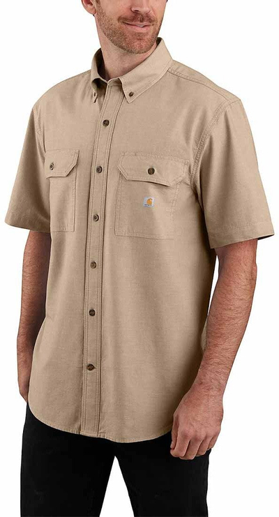 Këmishë me mëngë të shkurtra Carhartt Chambray, pambuk, madhësia L, bezhë