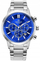 Orë burrash Giewont GW8510-B3, kronograf, xham safiri 44mm, argjendt me syteç blu