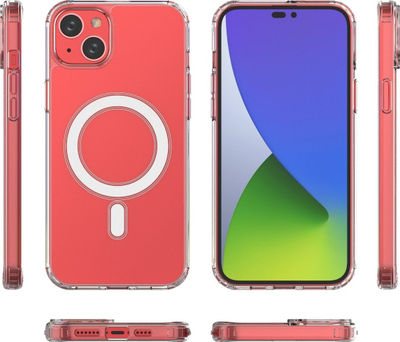 Mbrojtëse telefoni për iPhone 14 Plus, e tejdukshme me magnet MagSafe, e pastër transparente