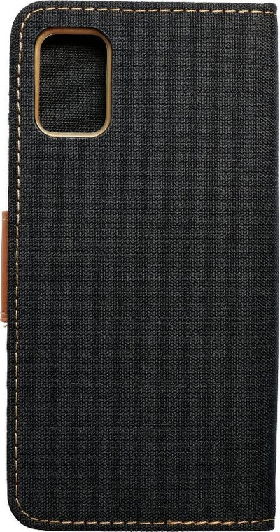 Книжно капаче Canvas за Samsung Galaxy A51, со џебови, со функција држач, црно