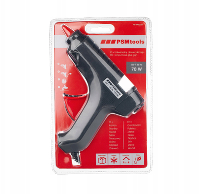 Set pistoletë ngjitëse PSM Tools, 70W, shkopinj ngjitës 11x300mm 10kg, gjysmë transparent