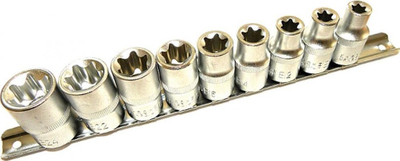 Set çelësa goditës TORX të brendshëm GEKO, 9 copë, çelik CrV, 1/2"