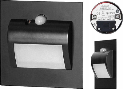 Llambë shkalle LED Draco, 1.5W, 12V, me sensor lëvizjeje, e zezë