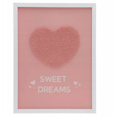 Poster dekorativ me kornizë Sweet Dreams, MDF, 30 x 40 cm, rozë