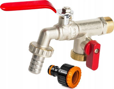 Rubinet kopshti dykahësh Garden Tap Double Draw-off Valve, valvola me top, lidhje 1/2" 3/4"