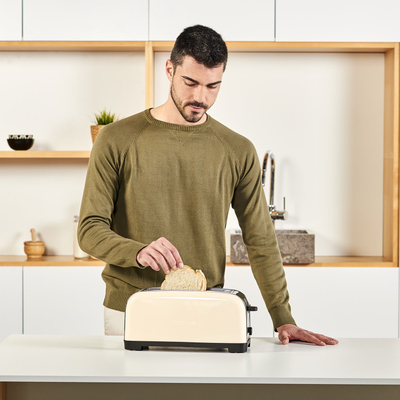Toster Taurus Vintage Cream, 1400W, 2 vrima, trup inox, ngjyrë ivory