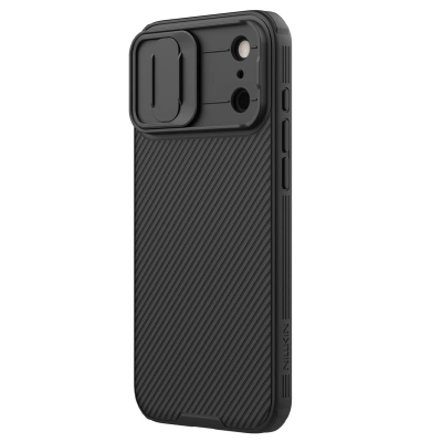 Kllaf telefoni Nillkin CamShield Pro për iPhone 17 Pro Max, me kapak për kamerën, ngjyrë e zezë