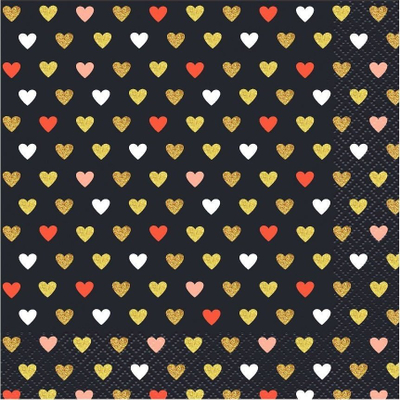 Lecka letre Hearts, 3 shtresa, 33x33 cm, 20 copë, sfond i zi