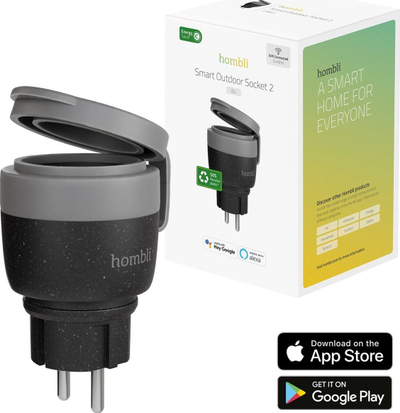 Prizë inteligjente për jashtë Hombli Outdoor Smart Socket V2, Wi Fi, kontroll me aplikacion dhe asistente zanore, e zezë
