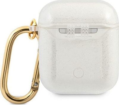 Kuti mbrojtëse Guess GUA2UCG4GT Transparent Glitter Collection për AirPods 1/2