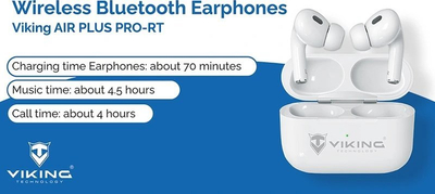 Kufje Bluetooth Viking Vprort, me mikrofon, in ear, t'bardha