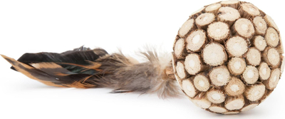 Lodër për mace Matatabi Ball With Feather, top me Matatabi, puplë natyrale, shumëngjyrëshe