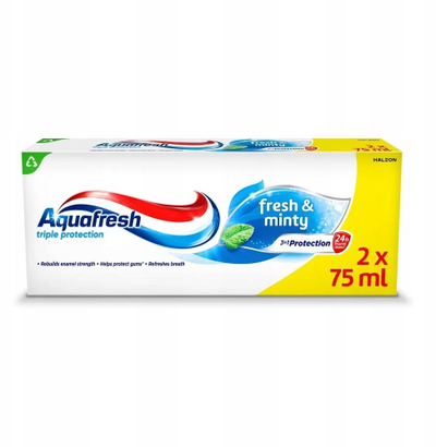 Pastë dhëmbësh Aquafresh Fresh & Minty, 2 x 75 ml