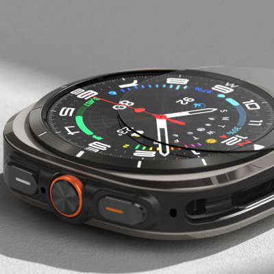 Kuti mbrojtëse Ringke për Galaxy Watch Ultra Slim Glass, polikarbonat, xham i temperum, titanium i zi