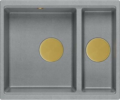 Lavaman kuzhine QUADRON LOGAN 150, 1.5 legen, granit, gri me GOLD PVD