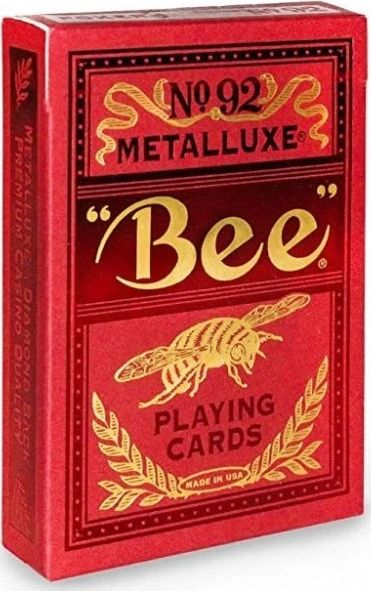 Letra loje Bee Metalluxe Premium, për poker, madhësi standarde, indeks standard, të kuqe