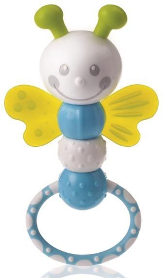 Lodër për kafshu Kidsme Dragonfly, për daljen e dhëmbëve te bebi, me zhurmuese, shumëngjyrëshe