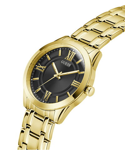 Orë dore GUESS Gold Tone, 44mm, analog, dyngjyrëshe ar dhe e zezë
