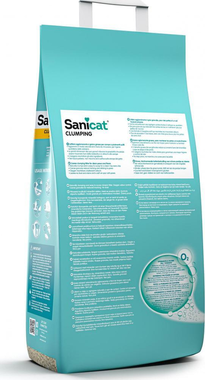 Rërë higjienike për mace Sanicat Clumping Unscented, 8L, pa erë