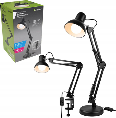 Lampë tavoline Tracer Architect 2 in 1, 2xE27, 40W, e zezë