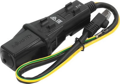 Mbrojtës rrufeje Ethernet MikroTik GESP, Gigabit, për rrjet, i zi