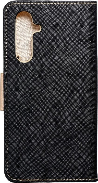 Këllëf portofol Fancy për Samsung Galaxy A54, me magnet, me xhepa kartash, i zi me ari