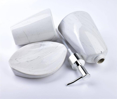 Set banjoje BathLAB MONDEX Ori Stripe, 3 pjesë, qeramike, mermer e bardhë