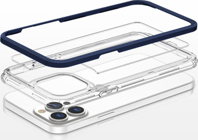 Kapak telefoni Hurtel Clear 3n1 për iPhone 13 Pro, xhel transparent, kornizë blu