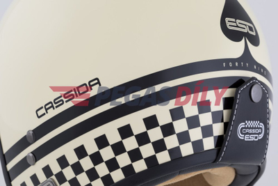 Helmetë moto CASSIDA Eso Forty Nine, e hapur neo retro, krem e zezë, 2026