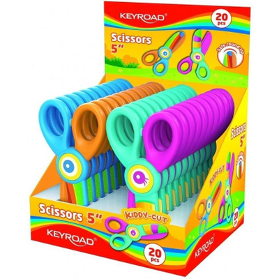 Gërshërë për shkollë Keyroad Kiddy-Cut, 5", set me 20 copë, shumëngjyrëshe
