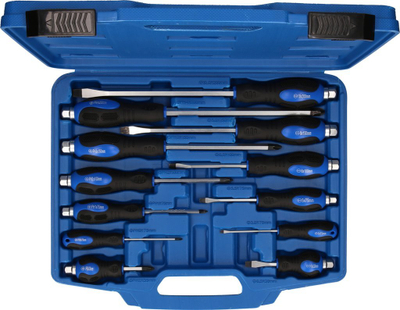 Set kaçavidash Brilliant Tools BT034012, 12 copë, Slot edhe Phillips, blu