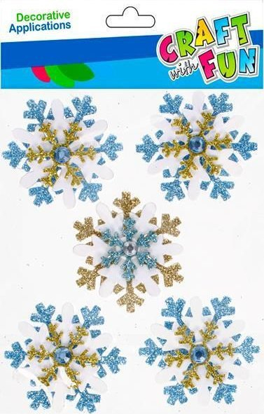 Ngjitëse zbukuruese Craft with Fun Christmas, flokë bore me xixa blu edhe të arta