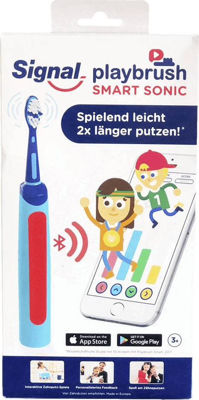 Furçë dhëmbësh elektrike për kalamaj Signal Playbrush Smart Sonic, me Bluetooth, me karikues, blu e kuqe