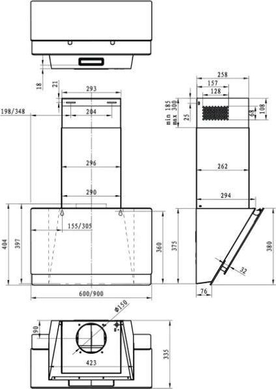 Aspirator за кујна Gorenje WHI949EXBG, 90 cm, инокс, црн