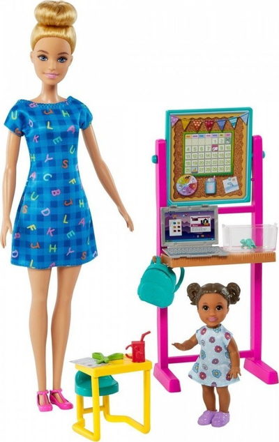 Set lodër Barbie mësuese, me klasë mësimi, me gjithë aksesorët, me ngjyra shumëngjyrëshe