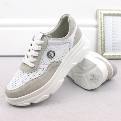 Женски кожни патики Filippo DP6108, спортски, беж и бели