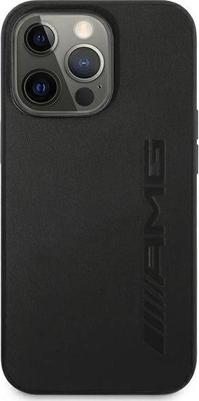 Mbulesë telefoni AMG Big Signature Logo për iPhone 13 Pro Max 6.7", lëkurë, e zezë