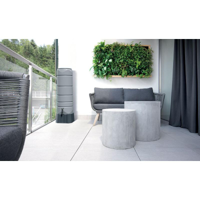 Depozitë uji shiu VUELTA 110 L, plastike, me rubinet, gri e çelët